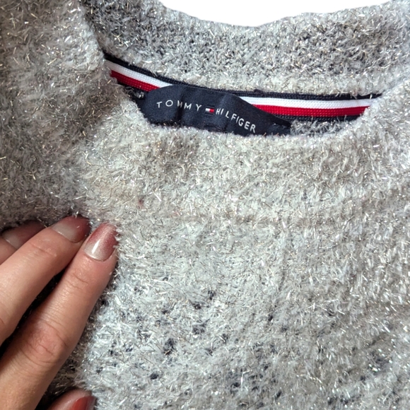 Tommy Hilfiger Ombre Metallic Crewneck Sweater In Silver/ SkyCaptain Blue - M - Picture 3 of 4